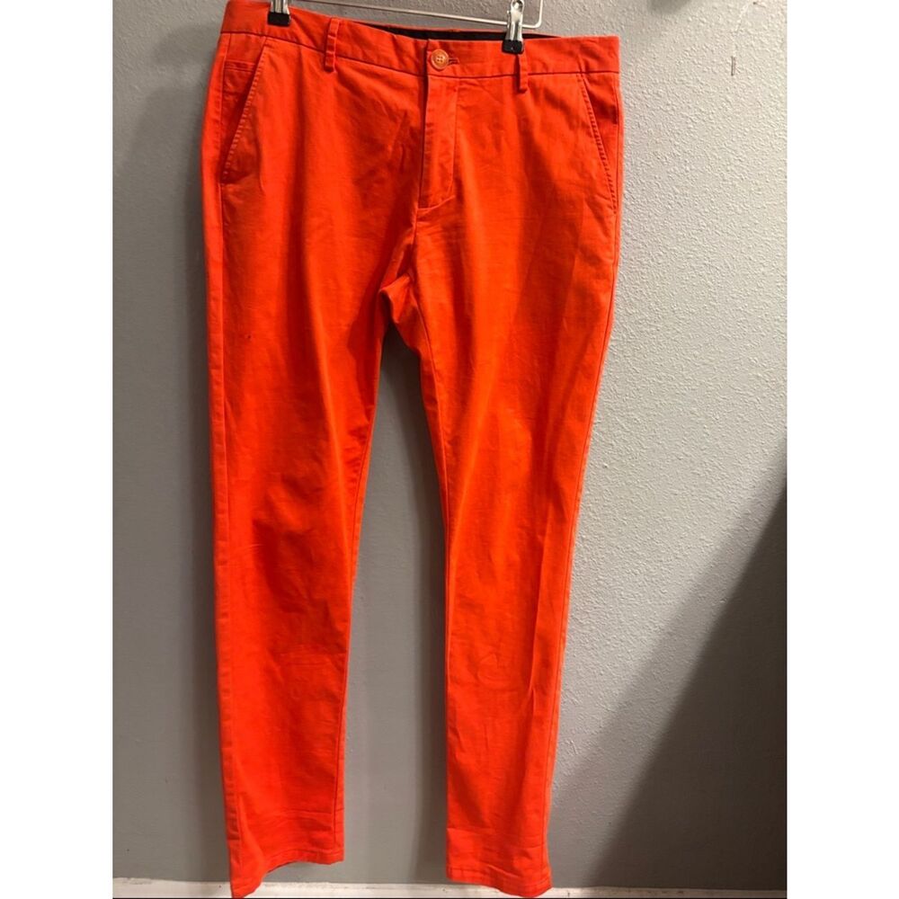Men's Bright Orange Slim Chino Pants
